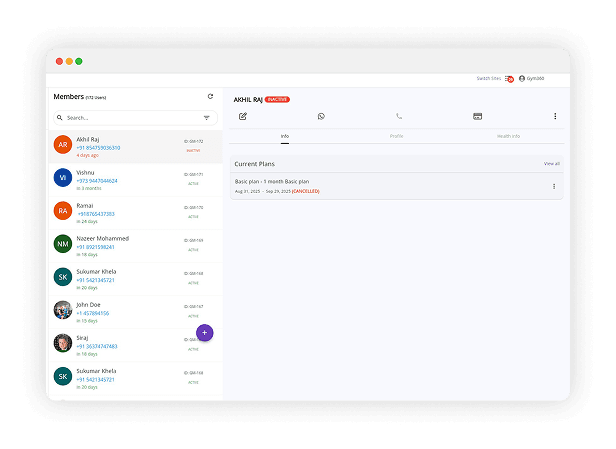 Gym360 app on multiple devices