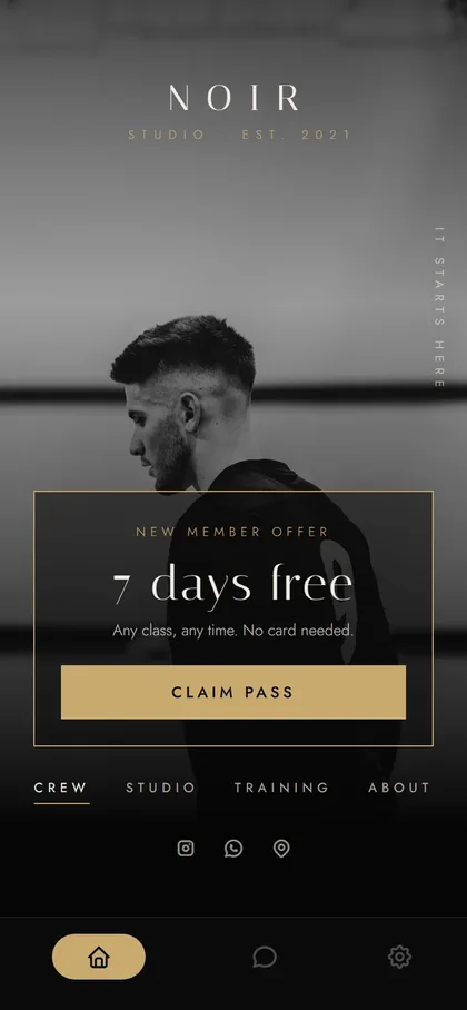 Boutique studio member app