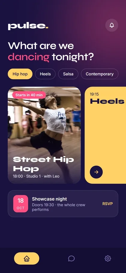 Dance studio member app